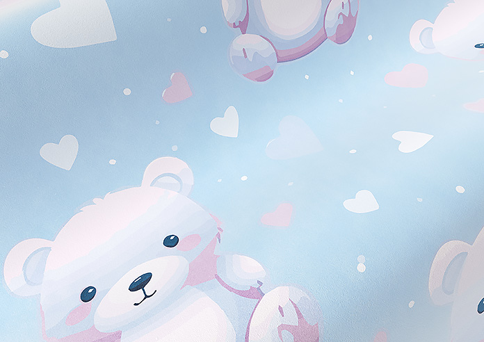 Little Bear, Blue Cotton - Twist&Fit Roman Blind - Image 4